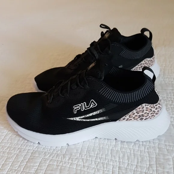 Fila Women's Black and White Leopard Sneakers - Picture 1 of 6